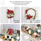 Odouzy Artificial Wedding Arch Flowers for Wedding Sign,Set of 2 for Welcome Ceremony Sign,Faux Floral Swags, Banquet and Reception Backdrop Floral Decoration (White Red) - Image 6