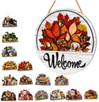 16 PCS Interchangeable Welcome Sign for Front Door, 12 Inch Wood Decor by Unknown