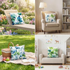 COMMINY Green Floral Throw Pillow Covers 20x20 Set 6 Farmhouse Summer Decor - Image 7