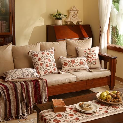 ISAENNE Designer French Linen Throw Pillow Cover,Set of 2,20"x12"-Albano C - Image 3