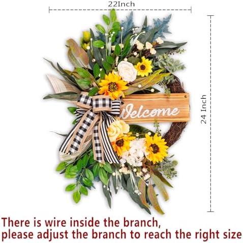 22 in Welcome Sign Wreath for Spring Summer Outdoor Indoor - Image 6