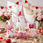Sumind 3 Pcs Valentines Day Gnome Decorations Valentines Gnome Plush with Hearts Pink Handmade Gifts with Long Legs Table Tired Tray Decor Romantic Date Engagement Gift for Her Him by Sumind