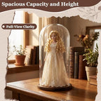 16'' × 8.66'' Glass Dome Cloche Display with Wood Base, Clear Display Jar - Image 2