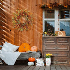 22 inch Artificial Fall Wreaths for Front Door,Autumn Wreath with Pumpkin and red Berries Suitable for Indoor Outdoor Wall Porch Harvest Festival Thanksgiving Day Farmhouse Holiday Decor - Image 4