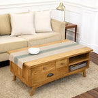 Solino Home 100% Linen Table Runner, 14 x 48 in, Green and Natural Striped by SolinoHome