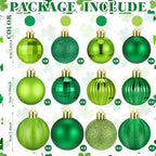 Lunmon 64 Pcs St. Patrick's Day Ball Ornaments Glitter Matt Lime Green Assorted Plastic Irish St. Patrick's Day Decoration for Xmas Tree & Party Supplies - Image 3