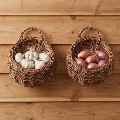 PRETYZOOM 2 pcs Woven Rattan Wall Mounted Flower Basket Hanging Flower Basket for Wall Decor Decorative for Artificial Flowers 9.84 X 7.87 X 3.93 in Home Office Hotel Restaurant - Image 6