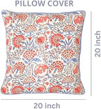 Ridhi Block Print Flamingo Pink Pillow Cover 20" x 20" (Pack of 2) Decorative Couch Pillows for Living Room, Farmhouse Chic Boho Cute Outdoor Pillows Covers Gifts for Spring, Mother's Day - Image 4