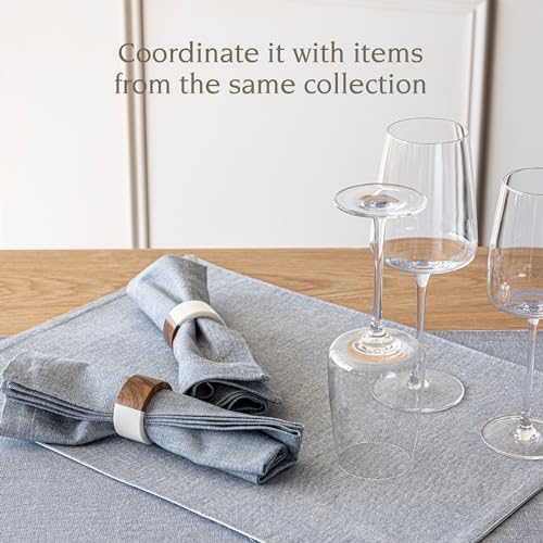 Over&Back Set of 4 Woven Chambray Placemats - Colorful Dining Table Mat - 100% Cotton - Machine Washable - Kitchen and Home Decor - Blue - 14" L X 20" W - Image 3