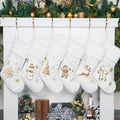 GEX Christmas Stockings 6 Pack for Family 20" Large Embroidered Luxury White Velvet with Gold Sequins Hanging Ornament Decorations for Fireplace Xmas Season (Set of 6) by GEXWorldwide