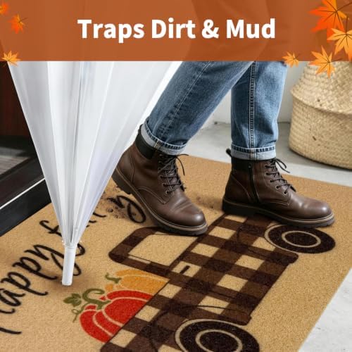 Fall Door Mat, Non Slip Front Porch Pumpkin Welcome Mat 24"x36" - Image 3