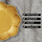 World Fire® Decorative Lotus-Shaped Gold Metal Urli Bowl with Rose Petals, Marigold Flowers & Tea Light Candles – 12 Inch Taj Urli Bowl for Home Decor, Pooja Room & Festive Decoration - Image 6