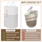 Woven Laundry Basket for Clothes, 100 L Large Rectangle Laundry Hampers with Beads Tassel, Nursery Storage Basket for Toys, Tall Dirty Clothes Hamper for Bedroom Aesthetic, Laundry Room Organization - Image 4