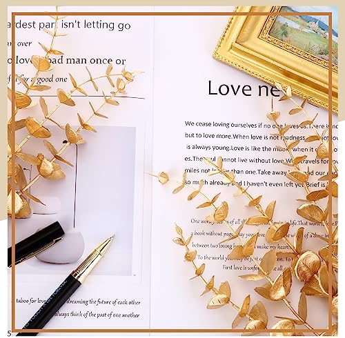 Giegxin 200pcs Artificial Eucalyptus Plant, 15in Gold, for Home Decor, Wedding Centerpiece - Image 3