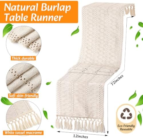 4 Sets Dining Table Decoration Boho Placemat, White, 12x72 - Image 4