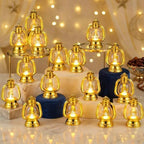 ROCEEI 24 Pcs Ramadan Eid Lantern Mini Gold Lanterns Decorative with LED Candles Small Eid Mubarak Decor Vintage Hanging Lantern Lights for Home Table Centerpiece Party Gift - Image 3
