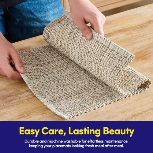 Sweet Home Collection 100% Cotton Placemats for Dining Room, Two Tone Woven Fabric, Soft Durable Table Mat Set, Set of 6, Eggshell, Rectangle 13" x 19" (Pack of 12) - Image 7