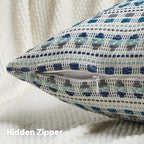 FUTEI Pack of 2 Boho Throw Pillow Covers 24x24 Inch, Blue Grey - Image 3