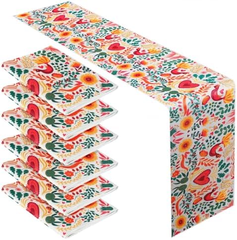 Gilprop 6 Pcs Mexican Fiesta Table Runner Mexico Cinco De Mayo Party Decoration 13 x 72 Inch Dia De Los Muertos Table Decoration Supply for Home Party Kitchen Dining Decor by Gilprop
