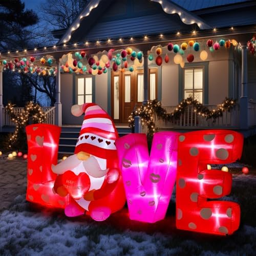 VIHOSE 9 ft Valentines Day Inflatable Outdoor Decorations Love Gnome Letters with LED Lights, Blow Up Valentine Romantic Decor for Wedding Propose Anniversary Outside Indoor Yard Party Supplies - Image 5
