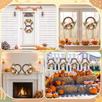 Fall Wreaths, 2 Pack, 18" Front Door Decor, Artificial Pumpkin - Image 5