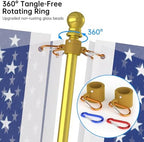 ZMTECH Flag Pole - Upgraded Bracket, 6 FT Stainless Steel Flag Poles for Outside House, Residential or Commerical, Tangle Free Flag Pole Kit for American Flag (Without Flag, Gold) - Image 3
