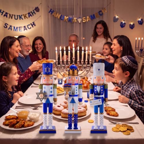 Blosssound 3 Pack 16" Hanukkah Nutcracker Decorations Wooden Jewish Decor - Image 7