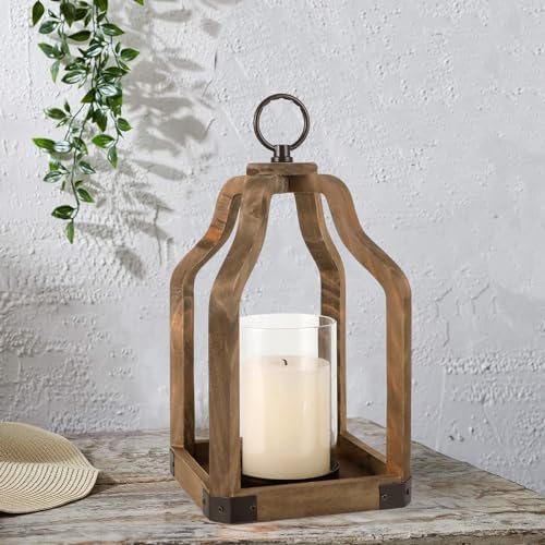 Rustic Wood Lantern Candle Holder for Farmhouse Decor - Image 4