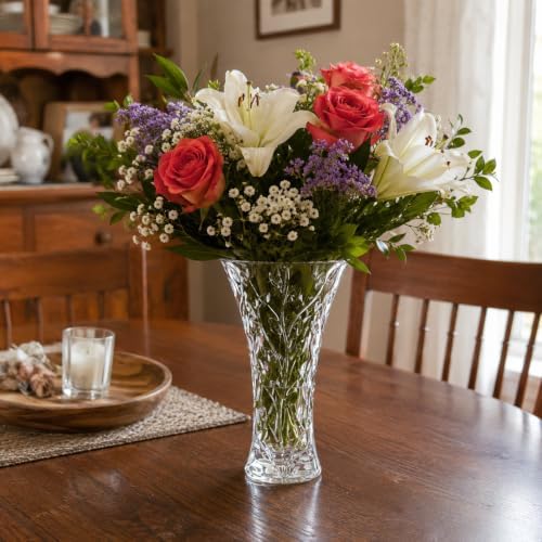 Lorren Home Trends Crystal Laurus Vase 11"-Made In Italy - Image 4