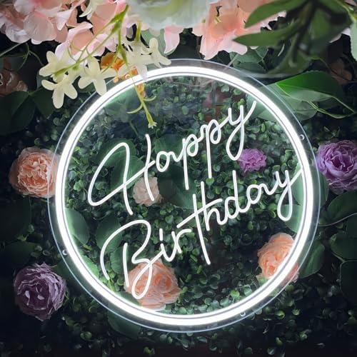 Happy Birthday LED Neon Signs Transparent Acrylic Lights Decor for Wedding Birthday Party Wall Home Bedroom Room Art Decoration with USB Light Modulator 5V - Image 2