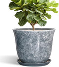 Ceramic Plant Pots - 12 Inch Plant Pot with Drainage Hole and Saucer, Round Planter for Indoor Outdoor, Modern Decorative Planters, Large Flower Pots, Home Decor, Housewarming Gifts, Grey by SUNPOTFOR