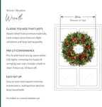 Balsam Hill Winter Meadow Christmas Wreath - 28" Bounty of Winter Greenery Front Door Wreath with Hand-Gathered Foliage & Battery-Operated LED Clear Lights - Image 3