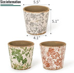 Sungmor Vintage Ceramic Planter Set of 3, 5.5 Inch Crackle Glaze Planters - Image 6