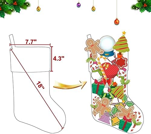 Set of 4, 18" Dia Personalized Gray Christmas Stockings with Embroidery Names,with Holders, Quality Thick Fleece Material Stockings for Family Decor(Santa Mrs.Claus Angel Elf) - Image 2