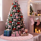 Foilswirl 36 Inch Dusty Pink Velvet Quilted Christmas Tree Skirt - Image 4
