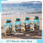 6 Pack Mason Jar Vases for Centerpieces, Aqua Blue Glass Flower Vase - Image 4
