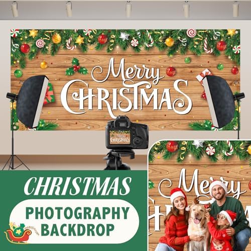 HunnmingRe 16 x 7ft Christmas Garage Door Cover, Wood Style - Image 6
