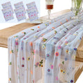 6PCS Blue Floral Table Runner 10 FT, Embroidery Daisy Table Runners Seasonal Spring Summer Sheer Tulle Dining Table Decor for Home Party Birthday Decor 29x120 Inch ﻿ by Hugestar