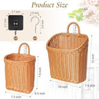MIPON 2 Pack Handmade Woven Hanging Waterproof Plastic Rattan Wicker Basket - Image 2