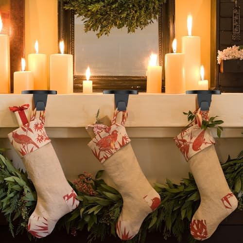 5 Pack Round Christmas Stocking Holders Weighted Metal Stockings Hangers Multiple Uses Hanging Hooks Stocking Holders Bases for Fireplace Xmas Christmas Decor (Black, 5) - Image 7