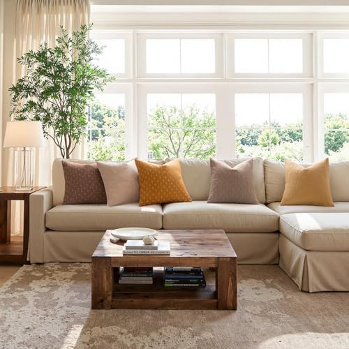 MIULEE Pack of 2 Decorative Burlap Linen Spring Throw Pillow Covers Farmhouse Pillowcases Modern Rustic Woven Textured Cushion Cover for Sofa Couch Bed 18x18 Inch Hazel - Image 5