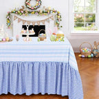 Easter Tablecloth Blue Rabbit Ruffle Table Cloth - 90 x 132 Inch Waterproof Tablecloths Rectangle Washable Polyester Bunny Flowers Table Cover for Birthday Wedding Dinner Picnic Party Decoration - Image 3