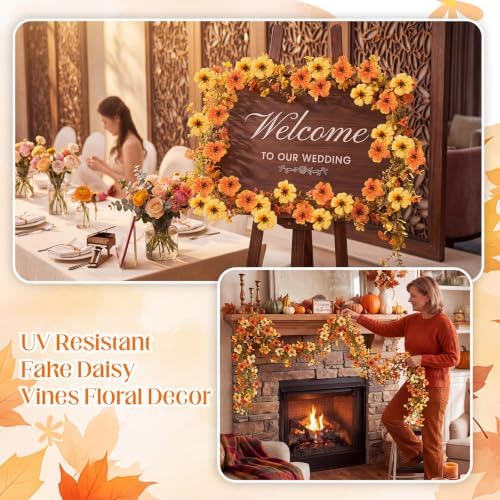 8 Pcs 6 ft Artificial Flowers Wisteria Garland, Orange - Image 5