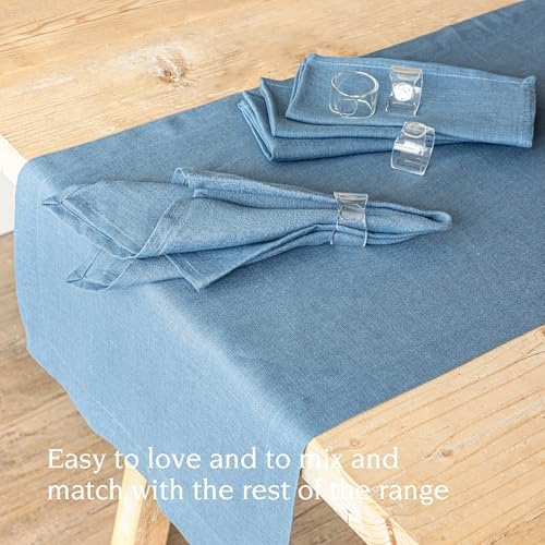 Over&Back 18x90 Washed 100% Linen Table Runner - Washable Table Runners for a Custom Home Decor Tablescape - Perfect for Coffee Table, Dinner Table, Living Room, and More - Blue - Image 3