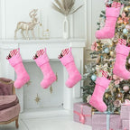 12 Pcs Christmas Stocking 18" Plush,Pink - Image 5