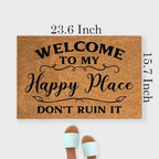 Funny The Entrance Way Outside Personalized Rug with Heavy-Duty Non Slip Outdoor Coconut Coir Doormat Pets Lover Gift 23.6 x 15.7 inch (Welcome to My Happy Place Don't Ruin It) - Image 2