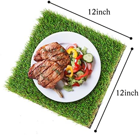 GLOBREEN Artificial Grass Squares Placemats Green Easter Table Centerpiece Decor Golf Theme Party, Birthday, Baby Shower, Dining, 12" x 12", 6 Pack - Image 5