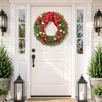 20 Inch Christmas Wreath with Lights, Realistic Large Christmas Door Wreath - Image 4