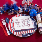 LIYH 180 Pcs 4th of July Plastic Plates Red White Blue, Plastic Silverware Patriotic Party Memorial Day Plate for Independence Day 4th of July Decorations 30 Guests - Image 7