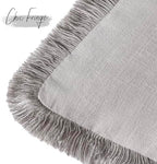 Foindtower Decorative Linen Fringe Throw Pillow Covers 22×22 Light Gray - Image 3